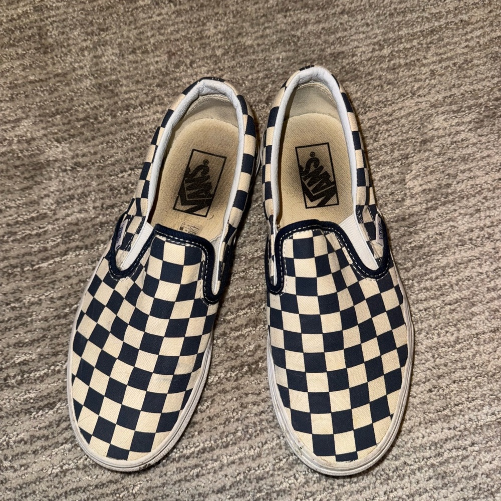 Vans Women’s Checkerboard Slip-On Shoes - Black and White